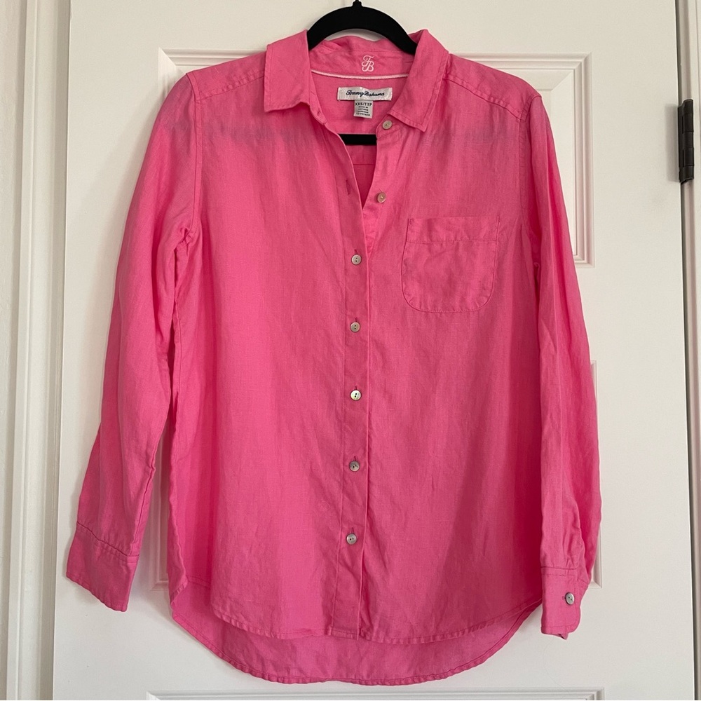 Tommy Bahama 100% Linen Vibrant Pink Shirt